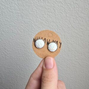 Willow May Druzy White and Silver Earrings